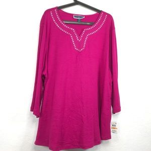 Karen Scott Plus Size 3/4 Sleeve Top V Neck